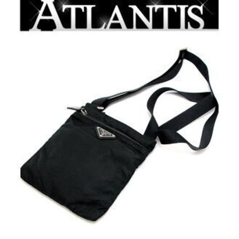 Prada Triangle Logo Shoulder Bag Leather Black